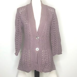 Eddie Bauer Button Down Crochet Sweater Sz M